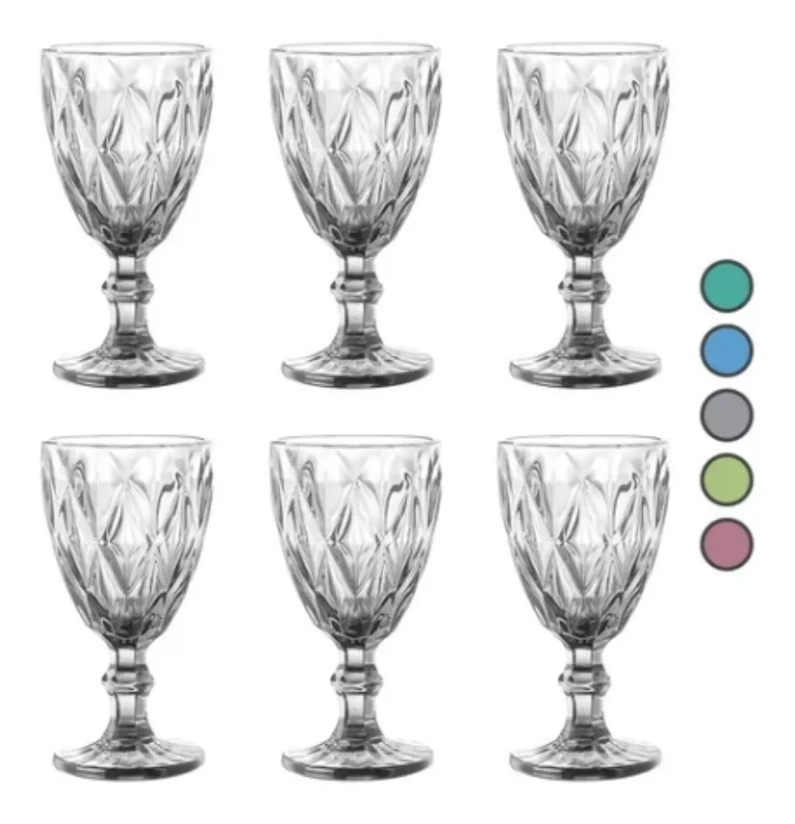 6 Copas Cristal Vino Agua Libia Grande 335ml Elegir Color
