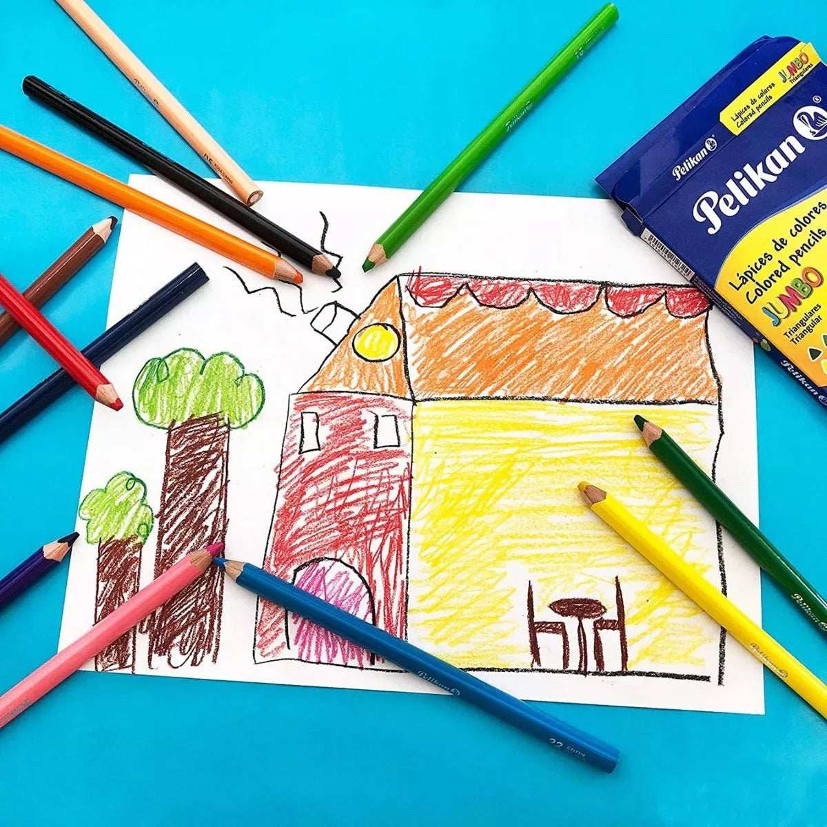 Caja 18 Lápices Colores Escolares Pelikan+sacapuntas Gratis