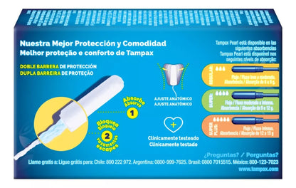 8 Tampones Tampax Pearl Regular Aplicador Plástico