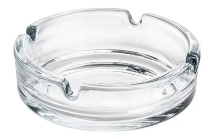 Set De 2 Cenicero Vidrio Fino Redondo Cristal Liso Grande