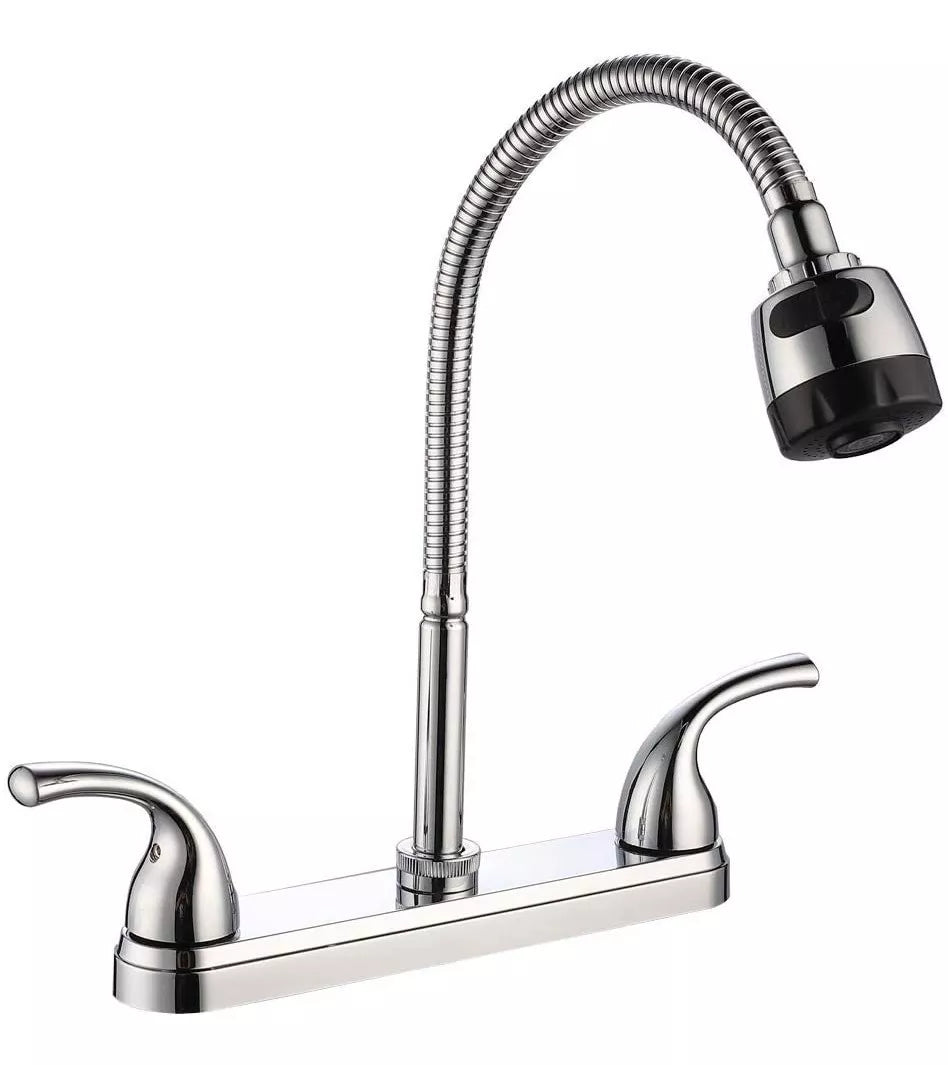 Mezcladora Para Fregadero Cuello Flexible Cocina Abs Meer Acabado Brillante Color Plateado