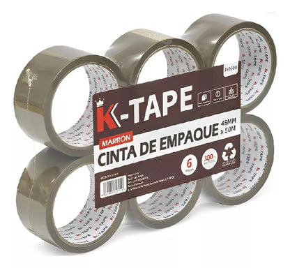 6pz Cinta Empaque Marron K-tape Canela 48mmx150m - K-TAPE - detalle