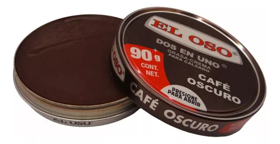 Grasa Crema Calzado El Oso Dos En Uno Color Café Oscuro 90g