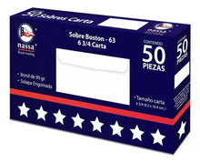 50 Sobres Correspondencia Nassa Blanco Carta 9.2 X 16.4cms