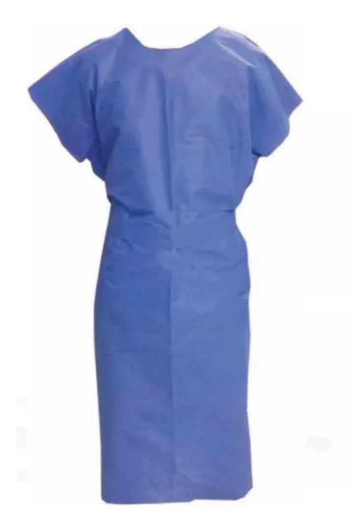 10 Batas Paciente Médico Cuadrada Desechable Azul Alyger