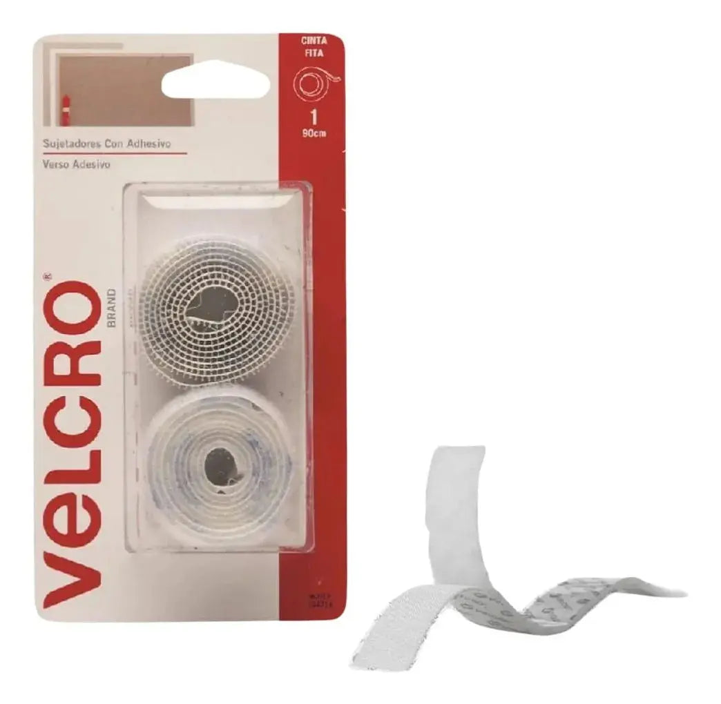 Cinta Sujetadora con Adhesivo de 90 x 1.9cm 1 juego Blanco Velcro - Velcro - vista lateral