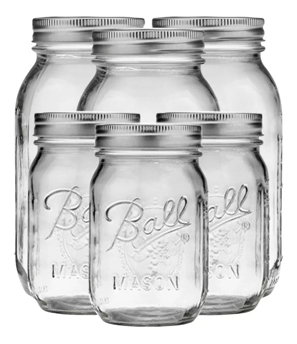 6pz Mason Jars Ball Vidrio Boca Regular 473 Ml 946 Ml - Marchante MX