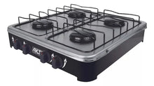 Estufa Mesa 4 Quemadores Aksi Negro Acero Inoxidable - Marchante MX