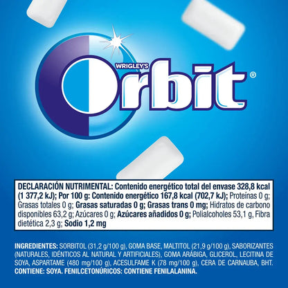 Orbit Menta Chicles de menta Sin Azúcar Caja 40 piezas - Pilot - empaque
