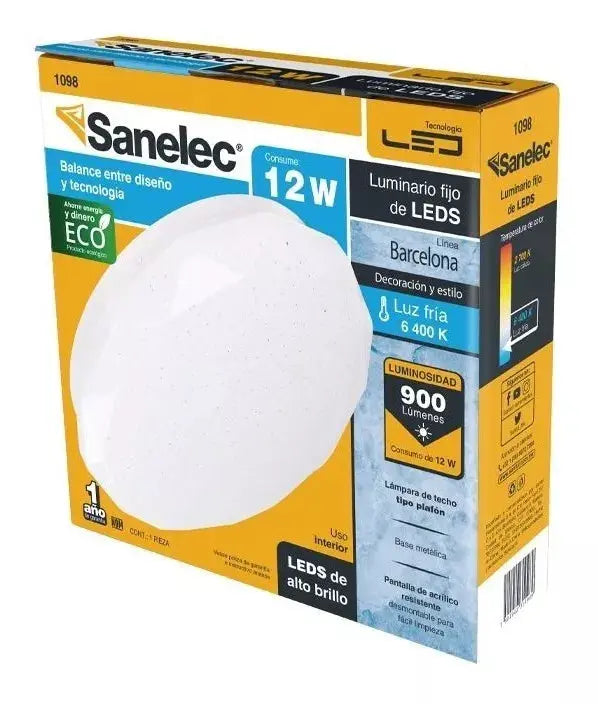 Luminario Plafón Decorativo Barcelona 12w Sanelec 1098 - Sanelec - vista lateral