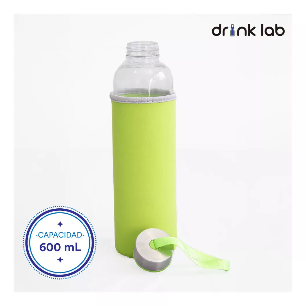 Botella Vidrio Funda Neopreno Agua Sport 600 Ml Resistente