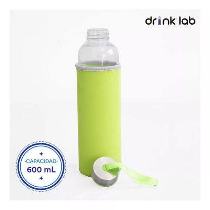Botella Vidrio Funda Neopreno Agua Sport 600 Ml Resistente