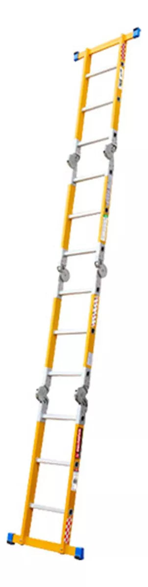 Escalera Multiposiciones Peldaños Fibra Vidrio Amarillo