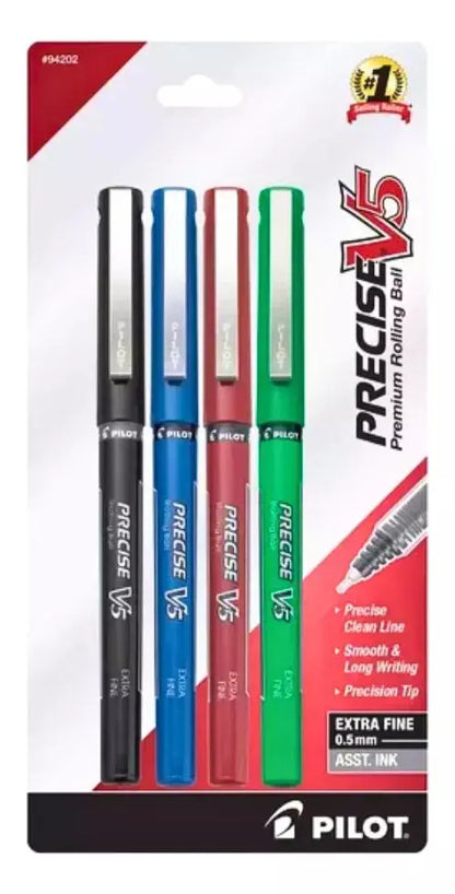 4 Plumas Pilot Boligrafo Precise V5 Tinta Liquida Extrafino - Marchante MX