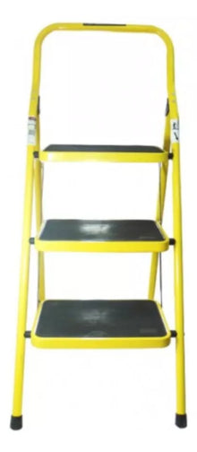 Escalera Personal Peldaños Acero 3 Escalones Amarilla