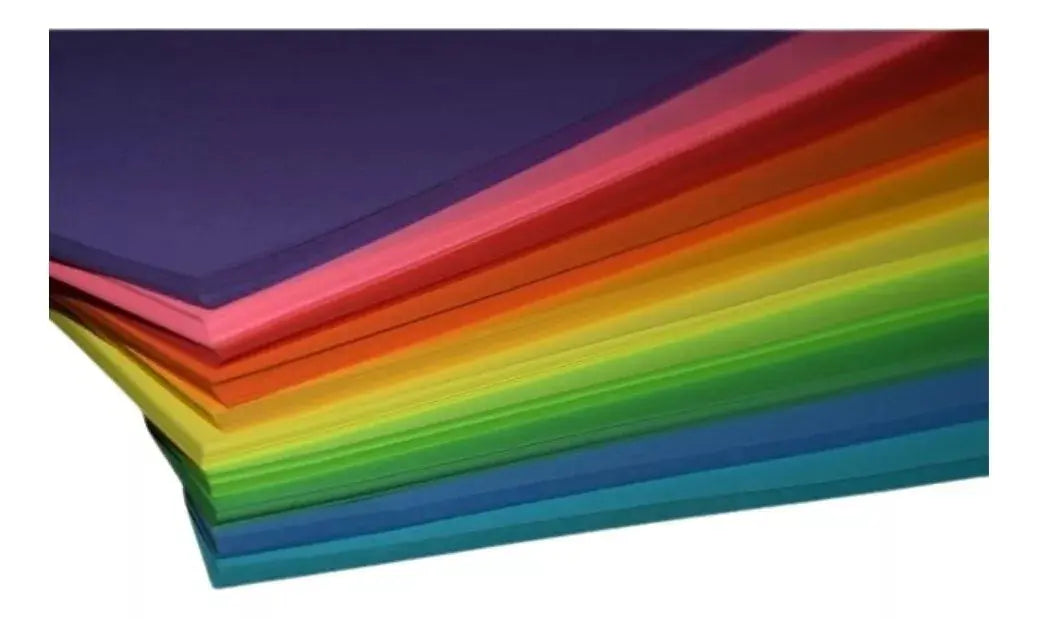 100 Hojas Colores Neón Arcoíris Eurocolors Tamaño Carta - Arpapel - vista lateral