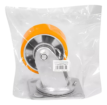 Rodaja Aluminio Poliuretano Naranja Placa 4´´ Freno Dogotuls - Dogotuls - accesorios