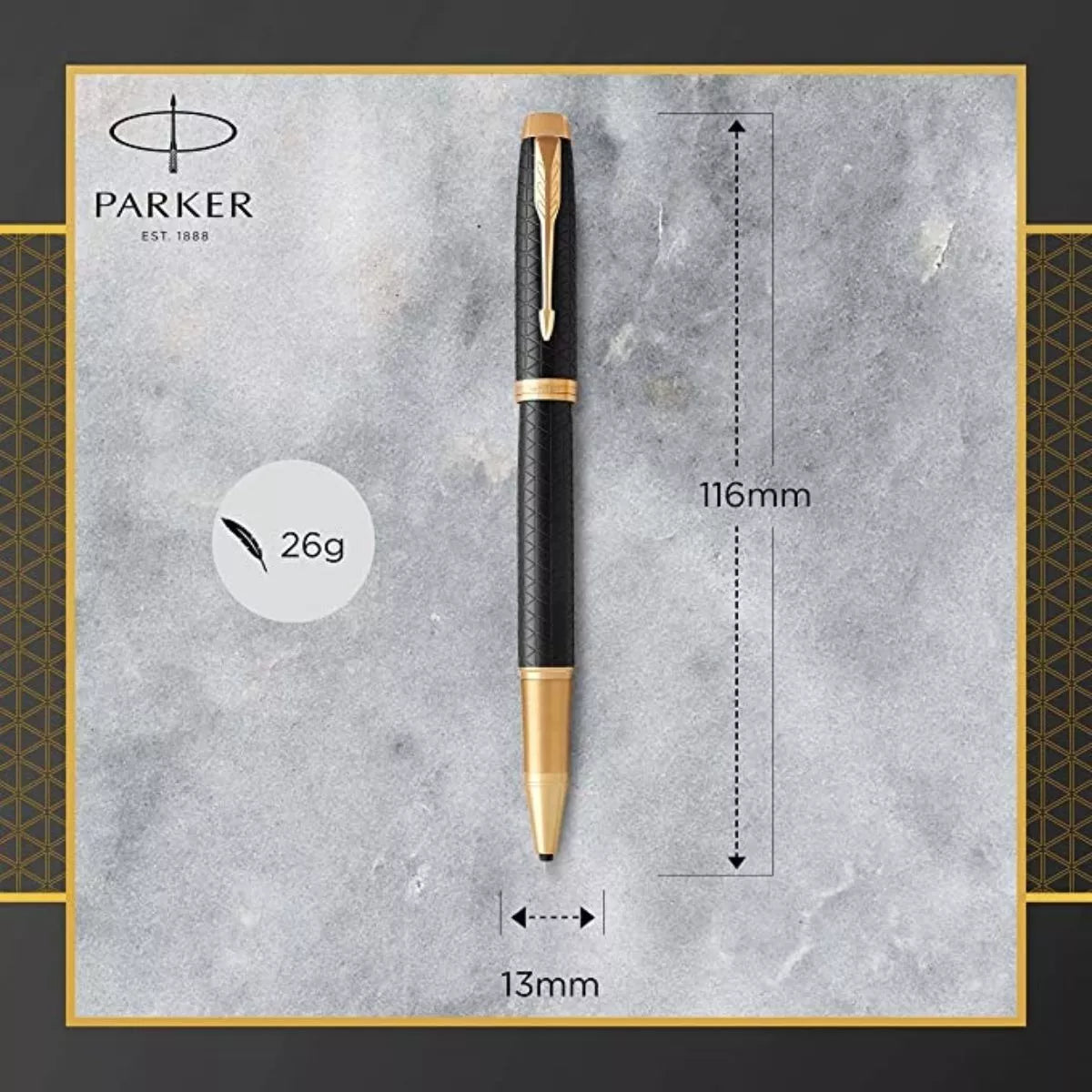 Bolígrafo Rollerball Parker Im Premium Negra Acabados Dorado