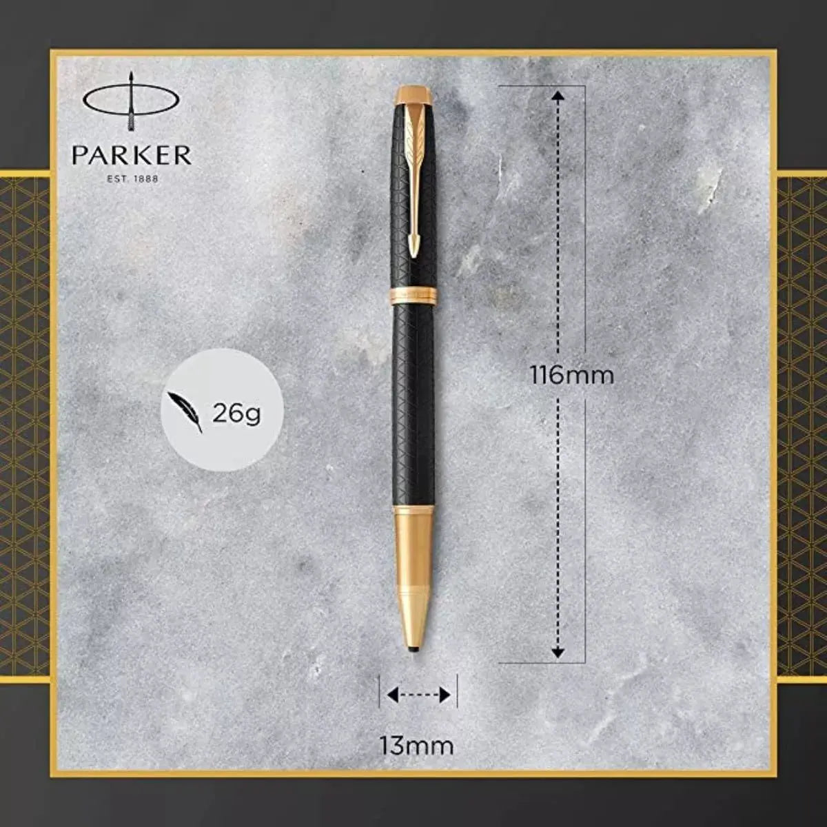 Bolígrafo Rollerball Parker Im Premium Negra Acabados Dorado - Marchante MX