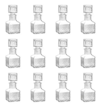 Juego 12 Licoreras Vidrio Cristal Mini Rodas 65 Ml Agua Vino