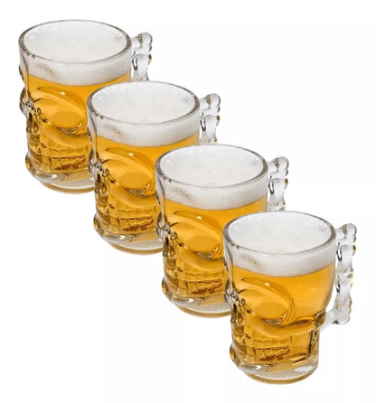 Pack Vaso Tarro Calavera Craneo Skull Vidrio 4 Pz De 540ml