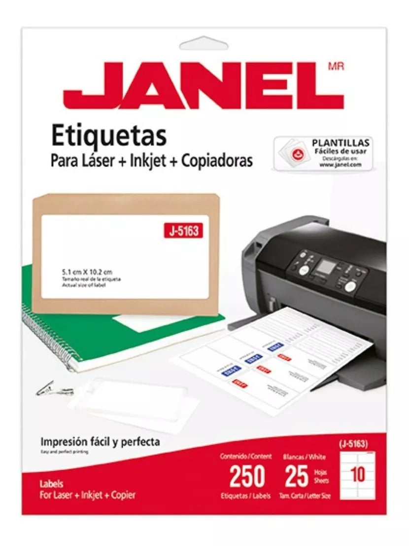Etiquetas Láser Janel Adherible Impresora Papel Inkjet - MarchanteMX
