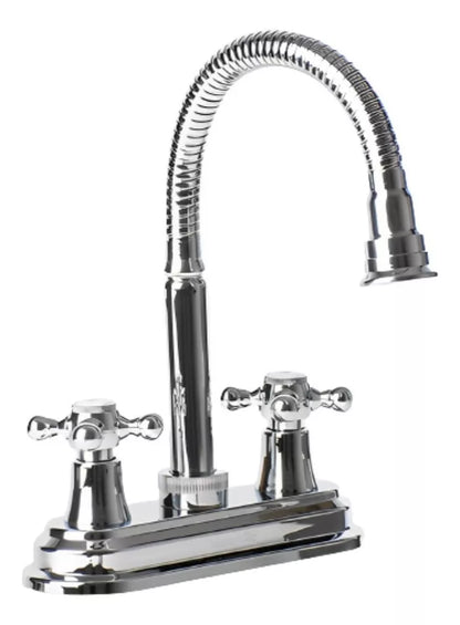 Llave Lavabo Cuello Flexible Hidroflud Mezcladora Cromo