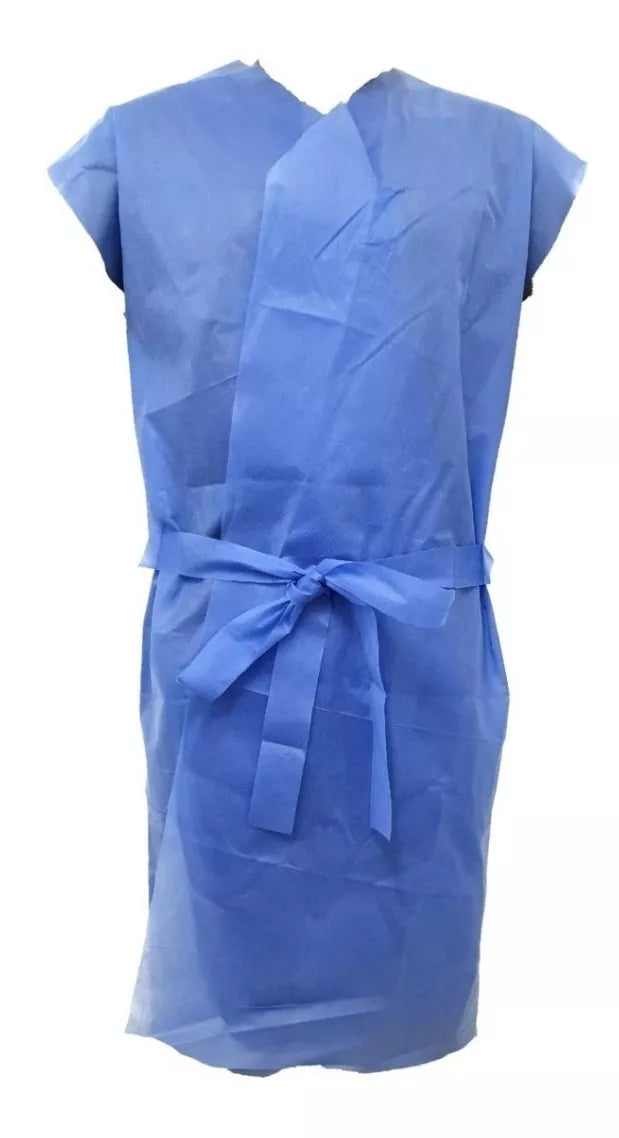 10 Batas Paciente Médico Cuadrada Desechable Azul Alyger