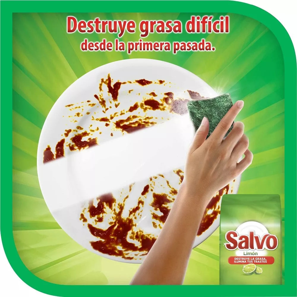 Lavatrastes Jabon En Polvo Salvo Limón 250 G destruye Grasa