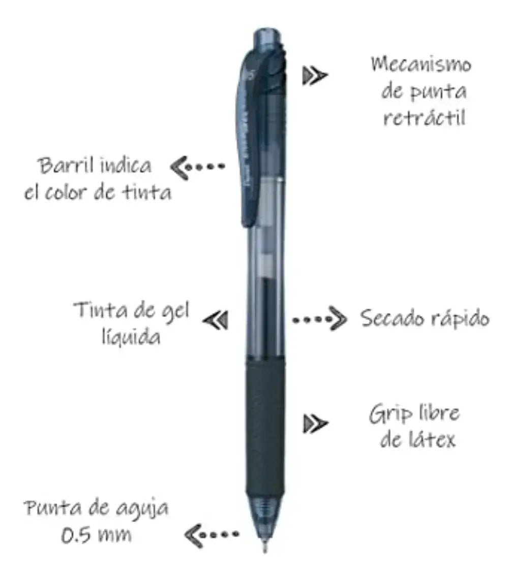 Bolígrafo Pentel Energel Bln105 Tinta Gel Negra 0.5mm - Pentel - vista lateral
