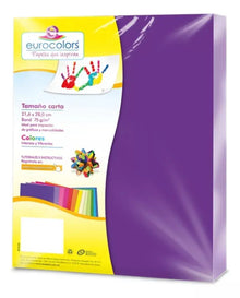100 Hojas Colores Tamaño Carta Eurocolors Color A Elegir Morado - Eurocolors - vista trasera