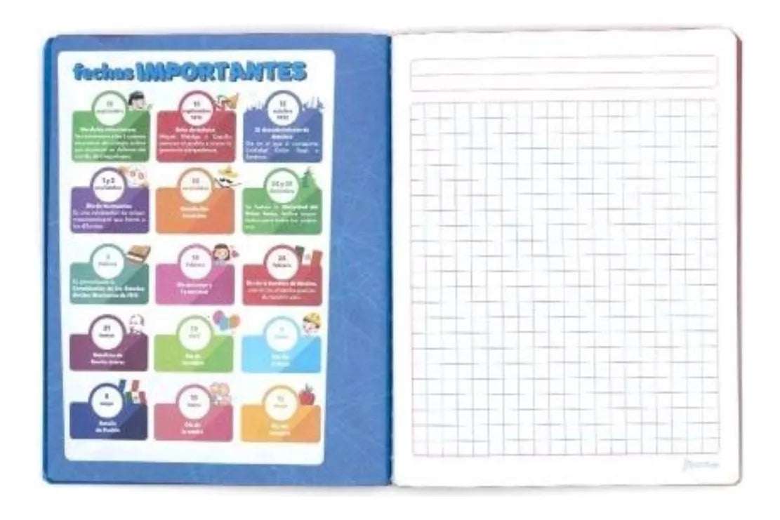 Cuaderno Frances 100hjs Norma Color 360 Cosido Cuadro Grande