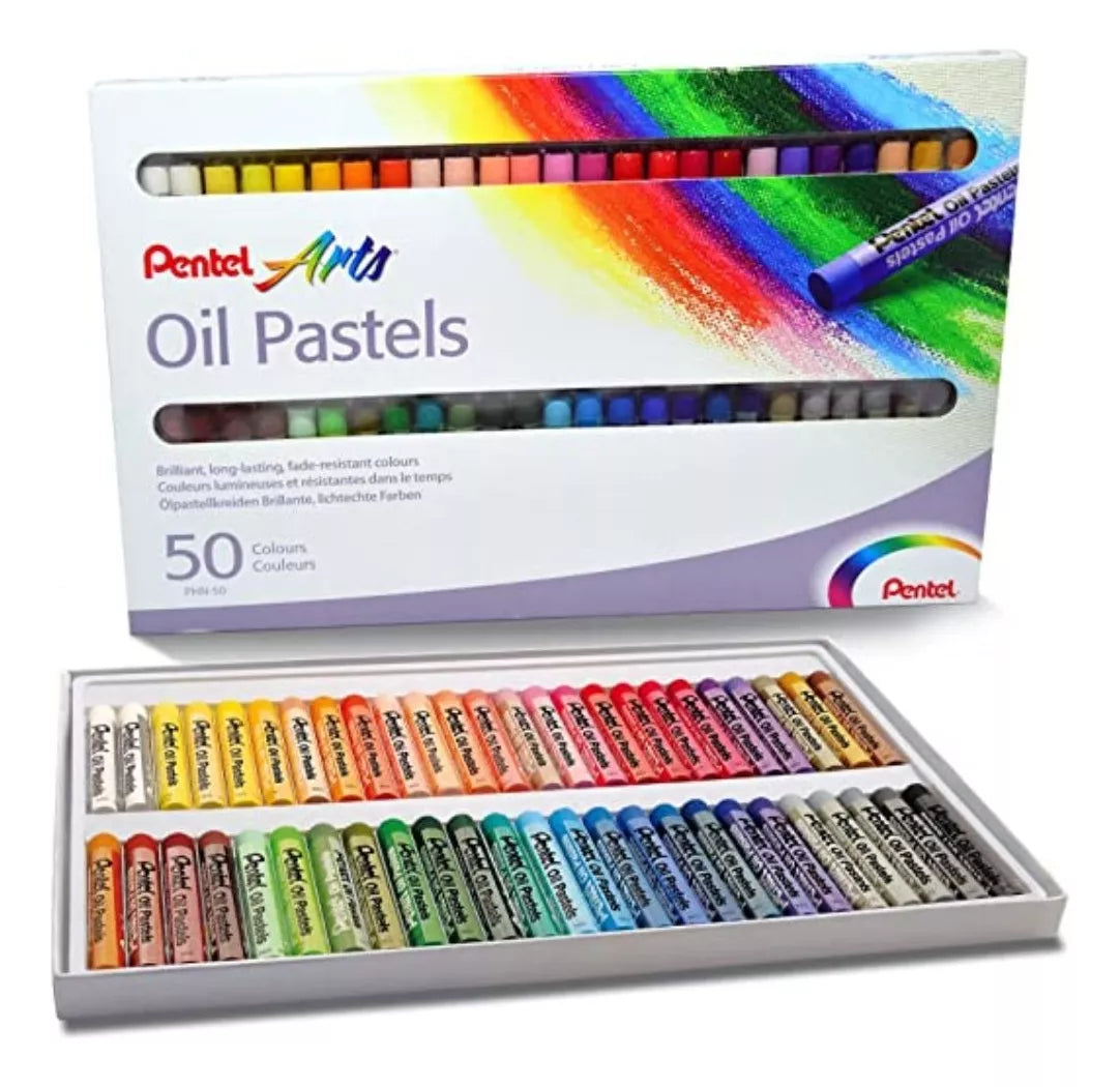 50 Pasteles Gises Tizas De Aceite Pentel Arts Redondos