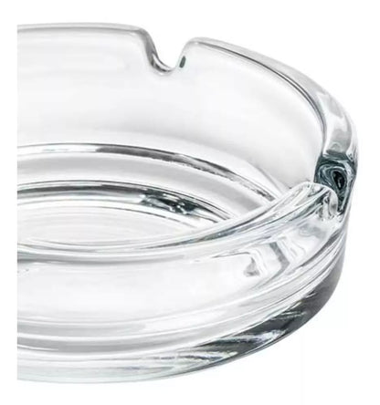 Set De 2 Cenicero Vidrio Fino Redondo Cristal Liso Grande