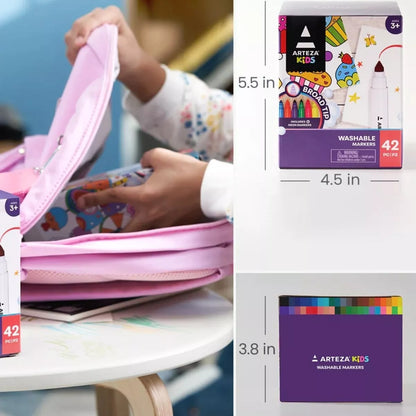 42 Plumones Niños Marcador Dibujo Punta Ancha Lavable Arteza