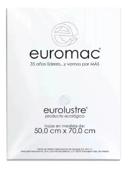 25 Hojas Papel Lustre Lustrina Euromac 50cm X 70cm Colores Blanco - Euromac - vista trasera