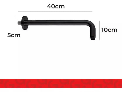 Cuello Regadera Meer 40cm Negro Mate Chapeton Acero - CNX - vista trasera