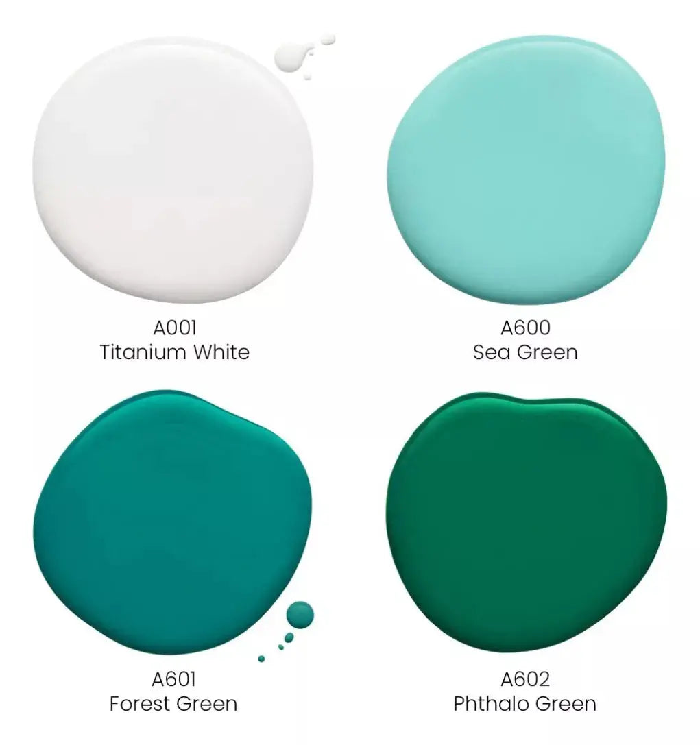 ARTEZA Acrylic Pouring Paint, Set of 4 Colors, 118.3 ml, 4 oz. Bottles, Aqua Tones, High-Flow Acrylic Paint, No Mixing Needed, Art Supplies for Pouring on Canvas, Glass, Paper, Wood, Tile, and Stones - Arteza