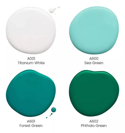ARTEZA Acrylic Pouring Paint, Set of 4 Colors, 118.3 ml, 4 oz. Bottles, Aqua Tones, High-Flow Acrylic Paint, No Mixing Needed, Art Supplies for Pouring on Canvas, Glass, Paper, Wood, Tile, and Stones - Arteza