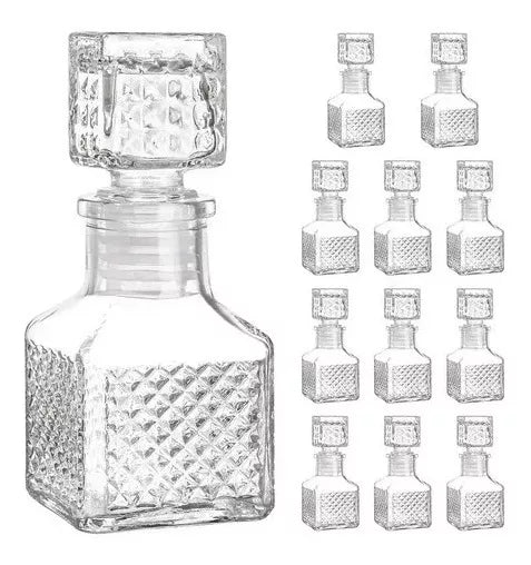 Juego 12 Licoreras Vidrio Cristal Mini Rodas 65 Ml Agua Vino