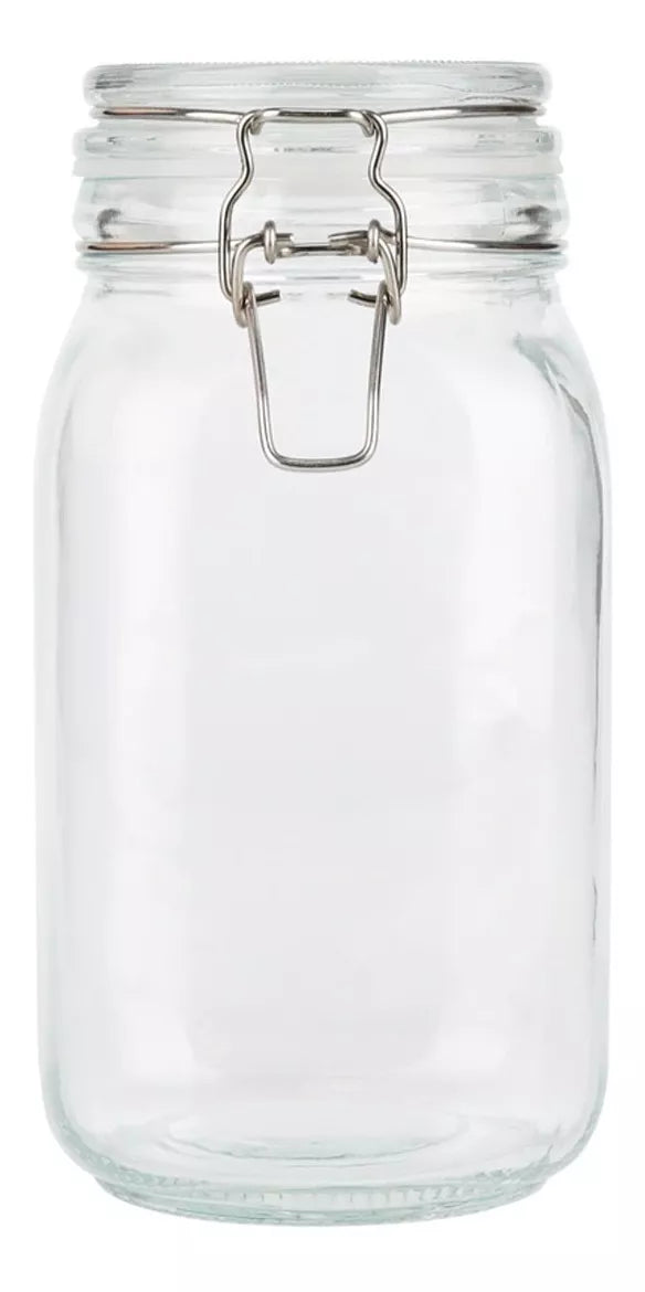 Contenedor Vidrio Hermético Tapa Clip 1.5 Lt Frasco Brocal