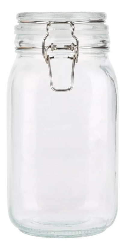 Contenedor Vidrio Hermético Tapa Clip 1.5 Lt Frasco Brocal