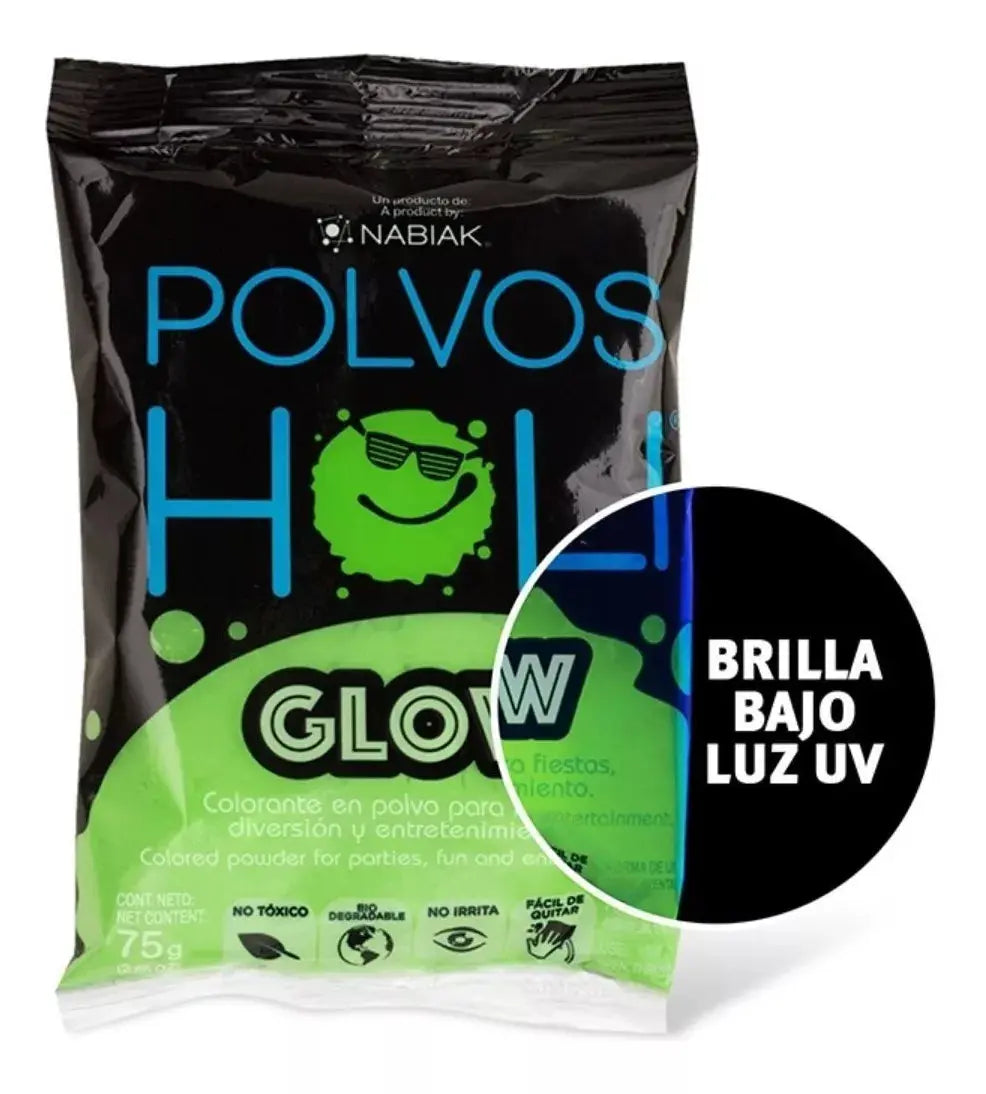 Polvos Holi Glow Original Neón 75gr Paquete De 10 Fiesta - Marchante MX