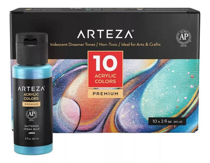 Set De 10 Botes De Pintura Acrilica Arteza 60ml C/u