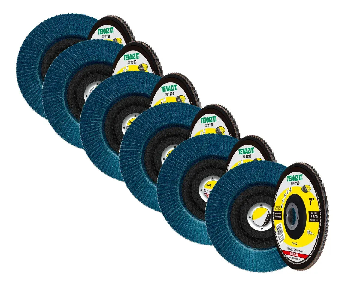 Pack 10 Pzs Disco Laminado 1730 7x7/8 G-40 Zirconio Tenazit (OPORTUNIDAD) - Austrodiam - vista lateral