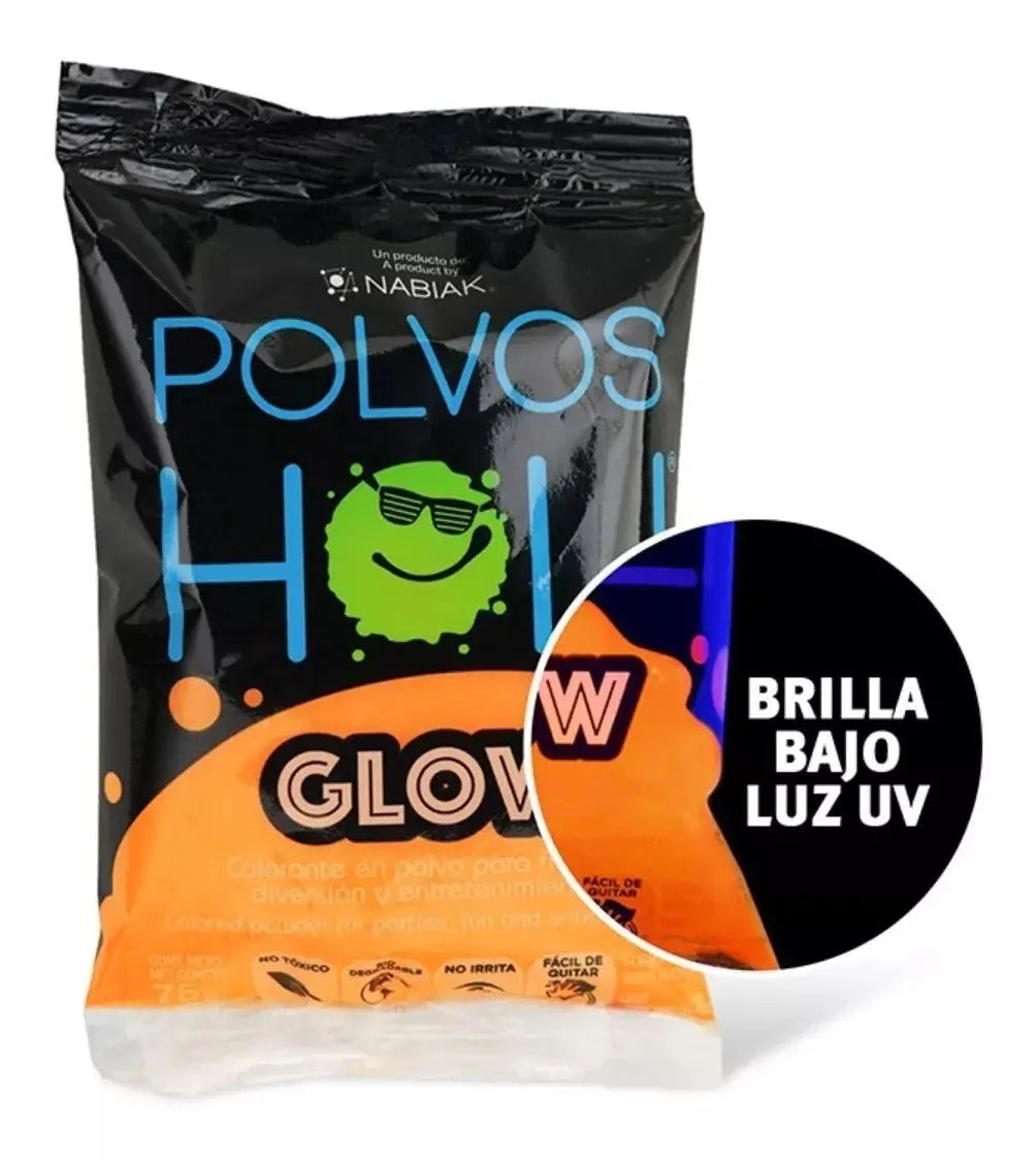 Polvos Holi Glow Original Neón 75gr Paquete De 10 Fiesta - Marchante MX