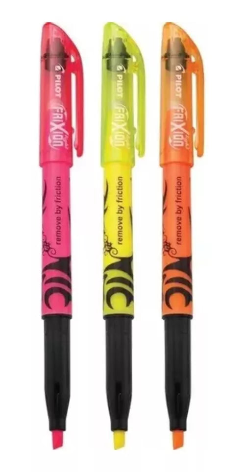 3 Resaltadores Marcatextos Borrables Pilot Frixion Colores