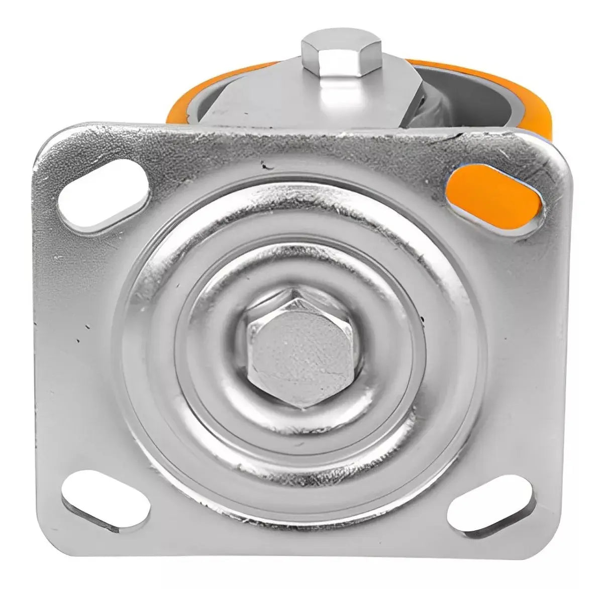 Rodaja Aluminio Poliuretano Naranja Placa 4´´ Freno Dogotuls - Dogotuls - vista lateral
