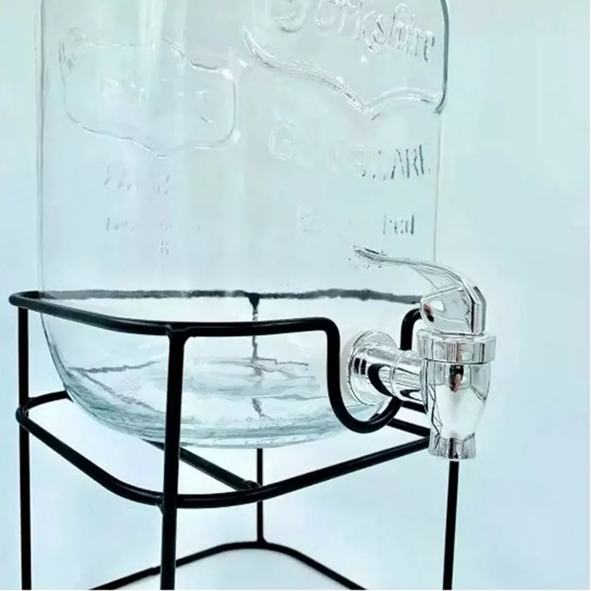 Dispensador De Bebidas Vitrolero Vidrio Con Base Mason 8lt