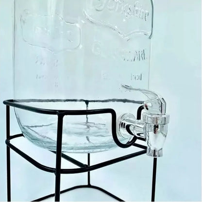 Dispensador De Bebidas Vitrolero Vidrio Con Base Mason 8lt